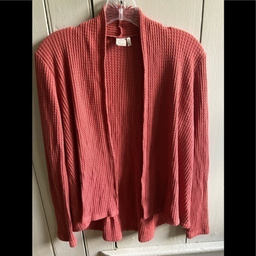 Paper Crane Burnt Orange Waffle Knit Open Front Thermal XS